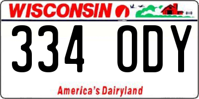 WI license plate 334ODY