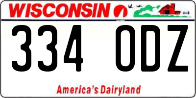 WI license plate 334ODZ