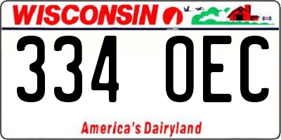 WI license plate 334OEC