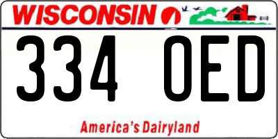 WI license plate 334OED