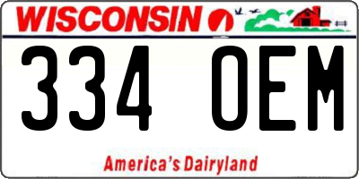 WI license plate 334OEM