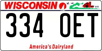 WI license plate 334OET