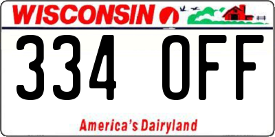 WI license plate 334OFF