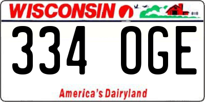 WI license plate 334OGE