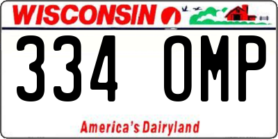 WI license plate 334OMP