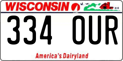 WI license plate 334OUR