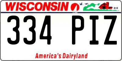WI license plate 334PIZ