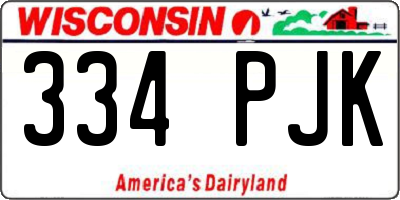 WI license plate 334PJK