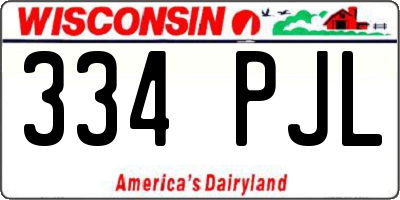 WI license plate 334PJL