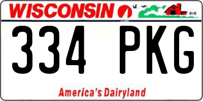 WI license plate 334PKG