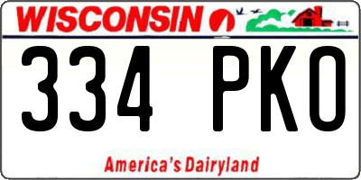 WI license plate 334PKO