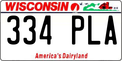 WI license plate 334PLA