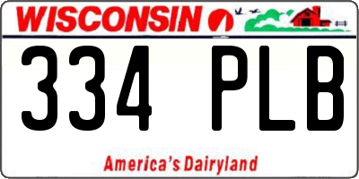 WI license plate 334PLB
