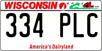 WI license plate 334PLC