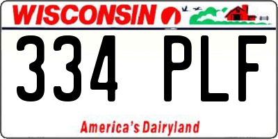 WI license plate 334PLF