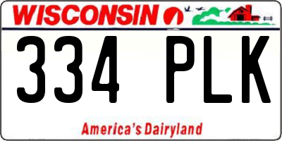WI license plate 334PLK