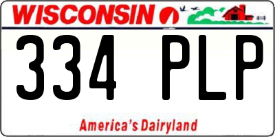 WI license plate 334PLP
