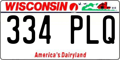 WI license plate 334PLQ