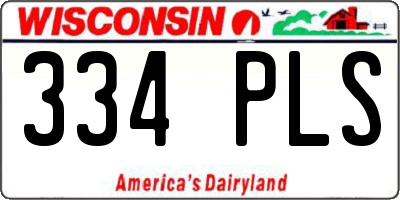 WI license plate 334PLS