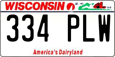 WI license plate 334PLW