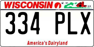 WI license plate 334PLX