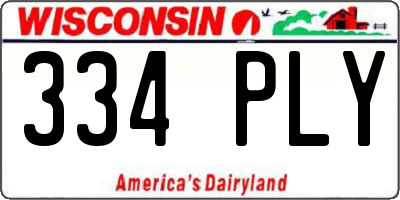WI license plate 334PLY