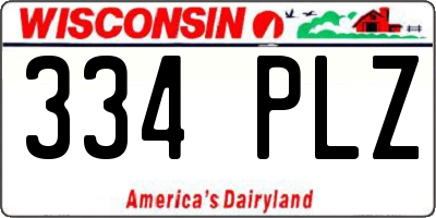 WI license plate 334PLZ