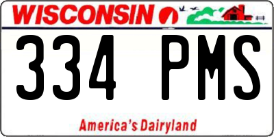 WI license plate 334PMS