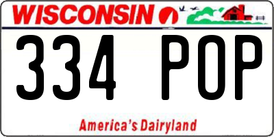 WI license plate 334POP