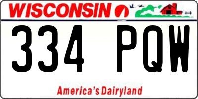 WI license plate 334PQW