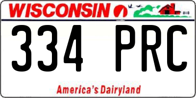 WI license plate 334PRC