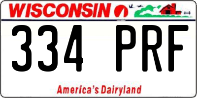 WI license plate 334PRF