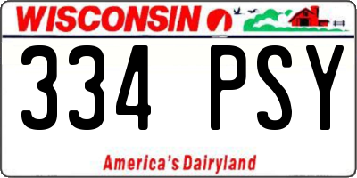 WI license plate 334PSY
