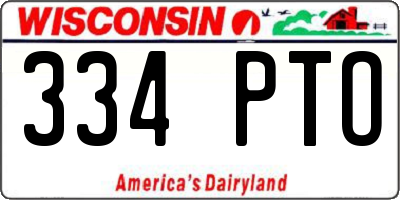 WI license plate 334PTO