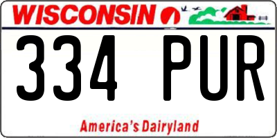 WI license plate 334PUR