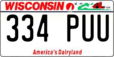 WI license plate 334PUU