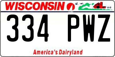 WI license plate 334PWZ