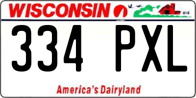 WI license plate 334PXL