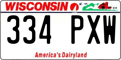 WI license plate 334PXW