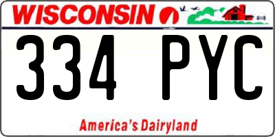 WI license plate 334PYC