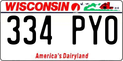 WI license plate 334PYO