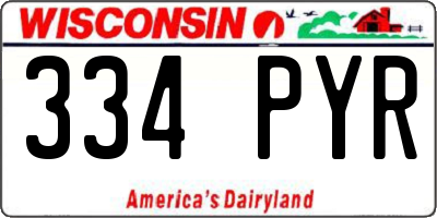 WI license plate 334PYR