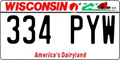 WI license plate 334PYW
