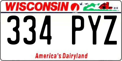 WI license plate 334PYZ