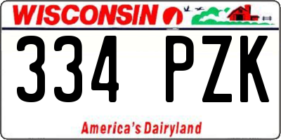 WI license plate 334PZK