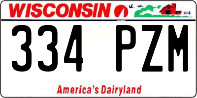WI license plate 334PZM