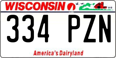 WI license plate 334PZN