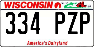 WI license plate 334PZP