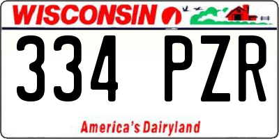 WI license plate 334PZR