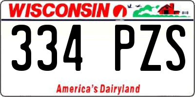 WI license plate 334PZS